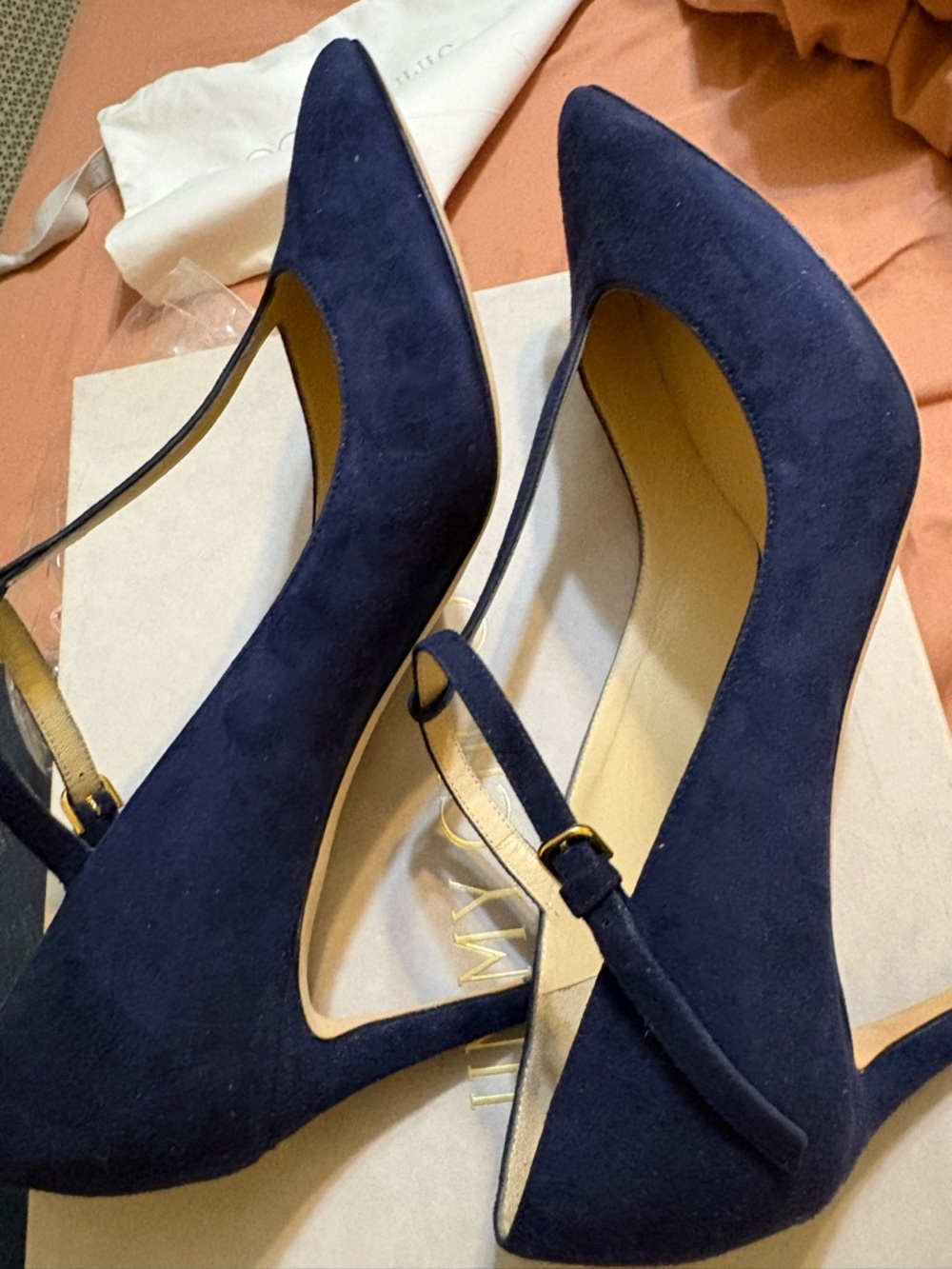 Jimmy Choo Dark Blue T-Strap Heels - Picture 9 of 15